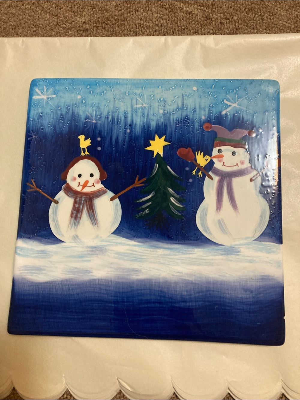 Blue Snowman Holiday Tile